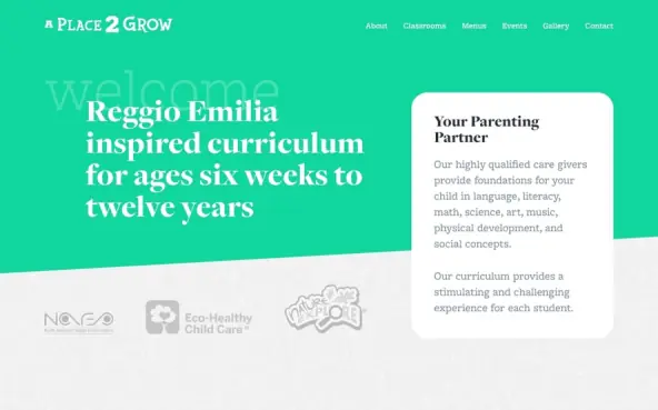A Place 2 Grow childcare center website